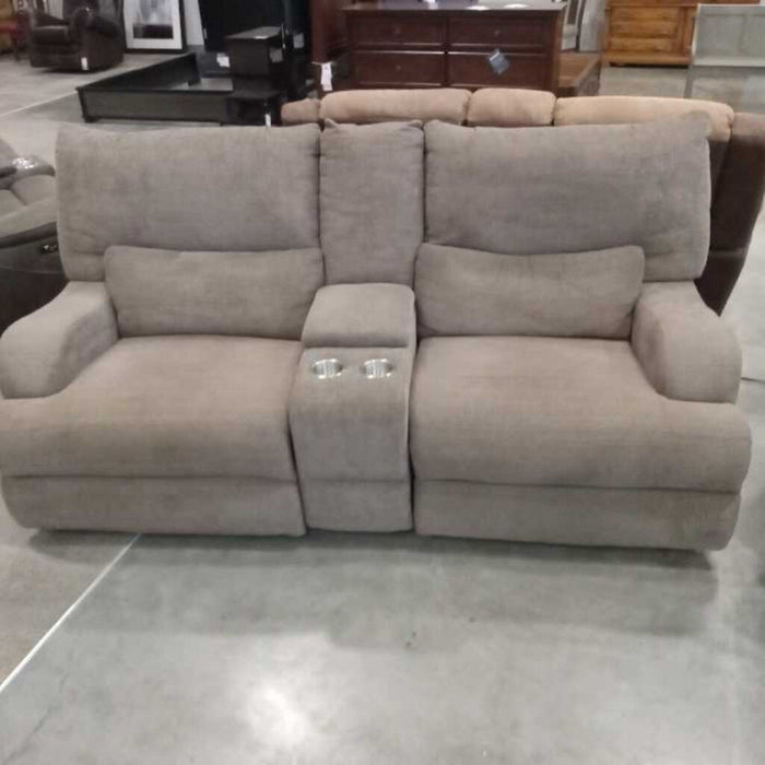 Tan Fabric Pwr Rec Sofa