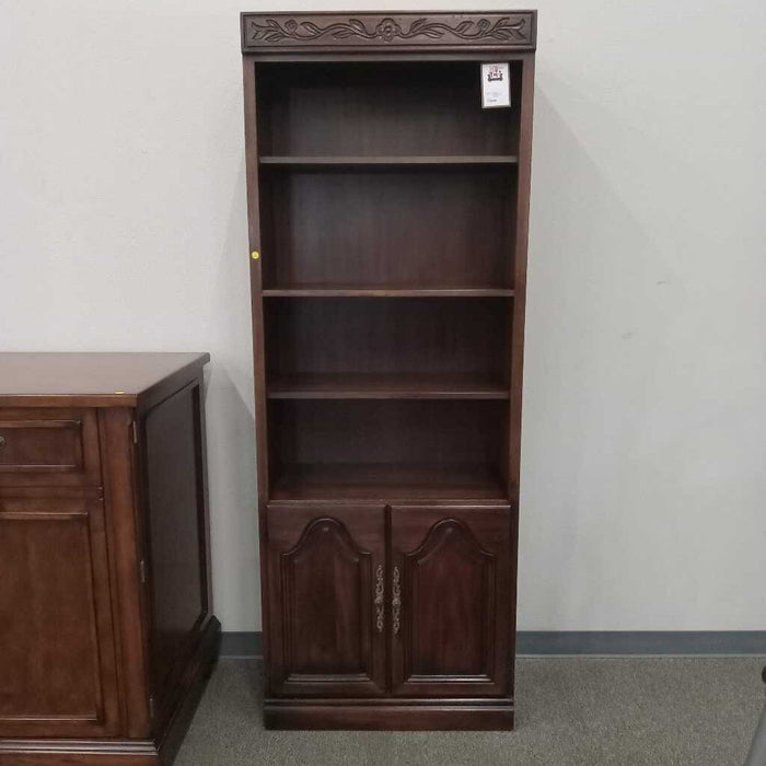 Vintage Carved Bookshelf w/ Cabinet