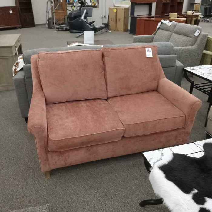 Dark Coral Fabric Loveseat