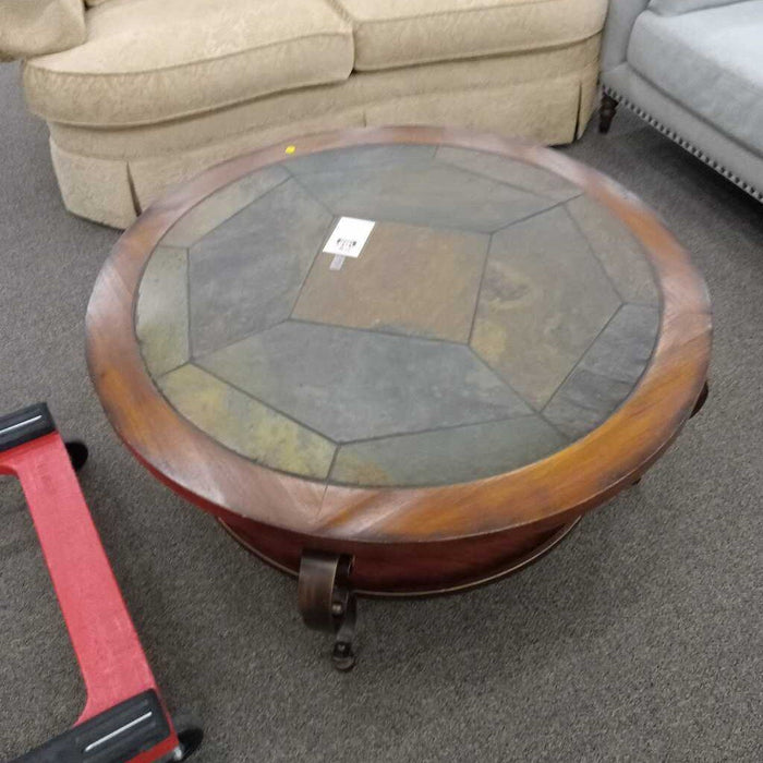 Round 2-tier Slate-top Coffee Table