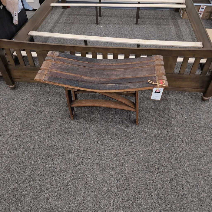 Curved Blackened Oak Bench