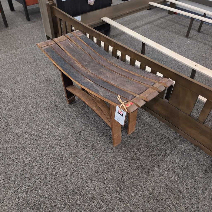 Curved Blackened Oak Bench