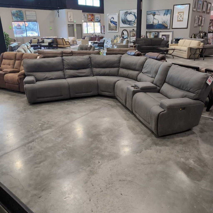 6 pc.Gray/Blue Pwr Sectional