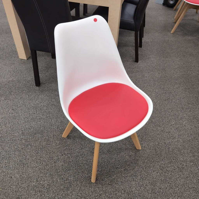 Set 4 White/Red Dining Chairs