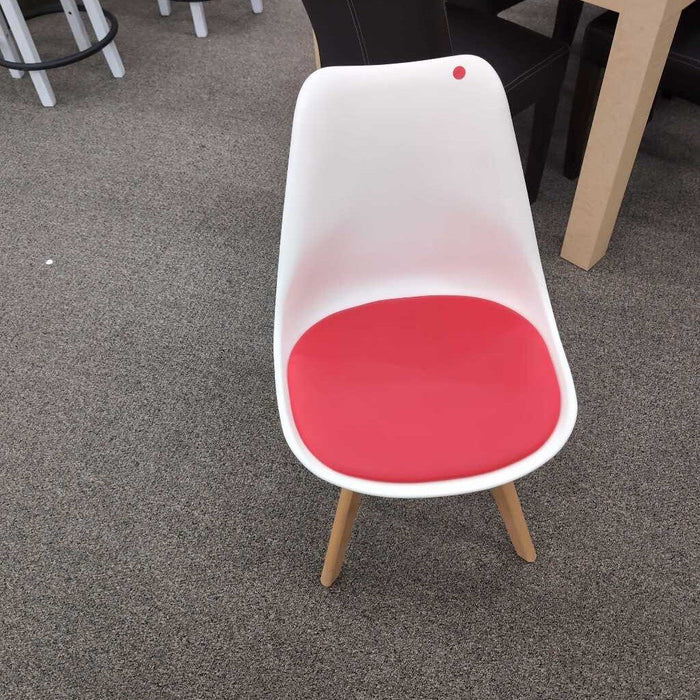 Set 4 White/Red Dining Chairs