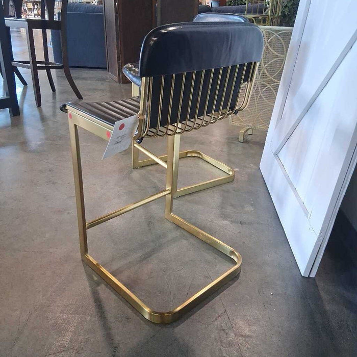Pair Brass/Leather Barstools