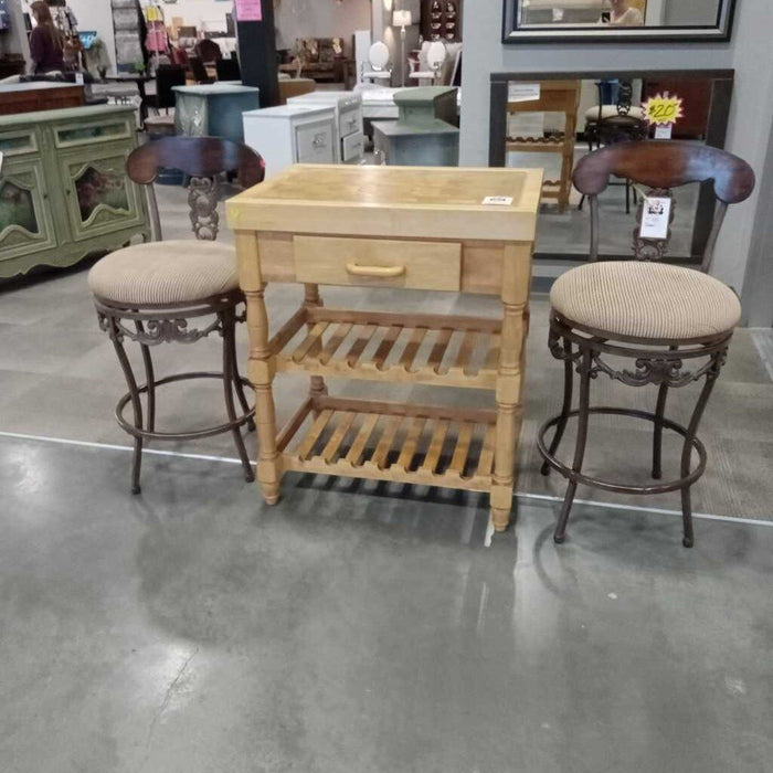 Pair Gold/Maroon Barstools