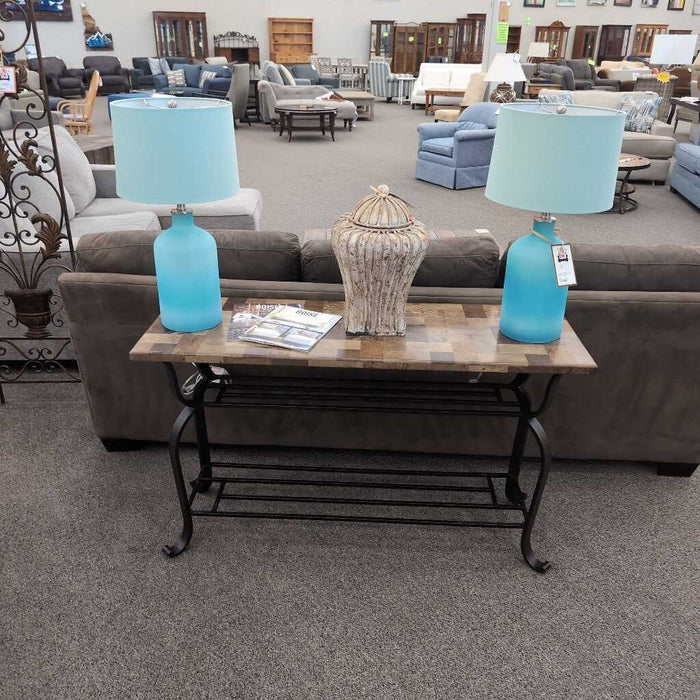 Pair of Blue Glass Lamps