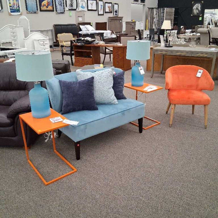 Pair of Blue Glass Lamps