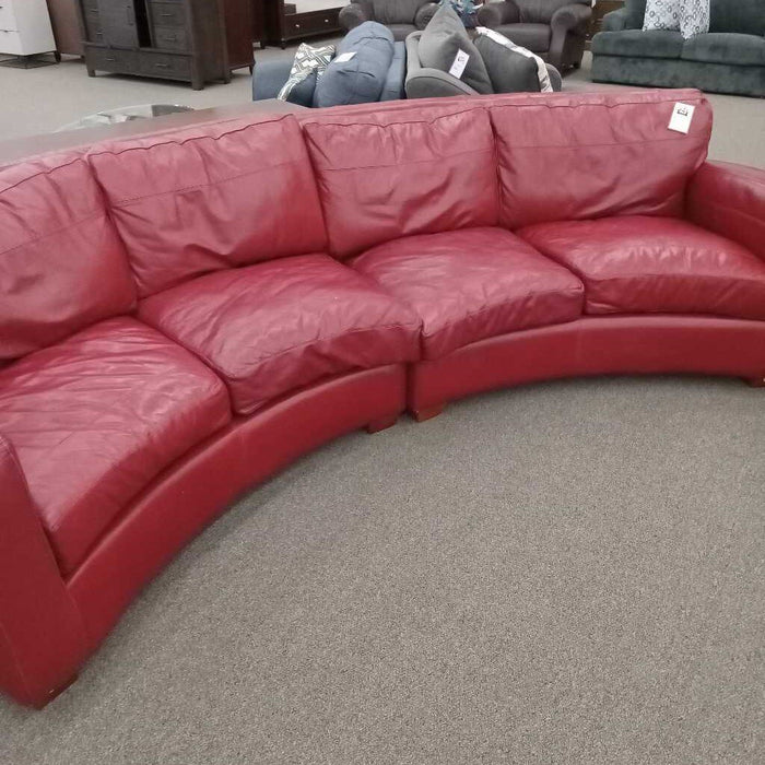 Red Leather 2pc. Sofa