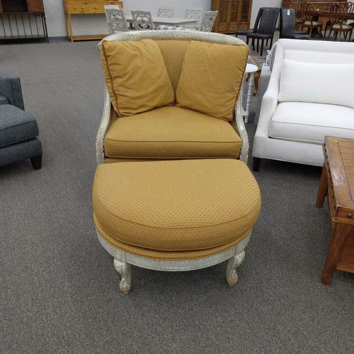 Sherrill Beige & Tan Settee w/ Ottoman