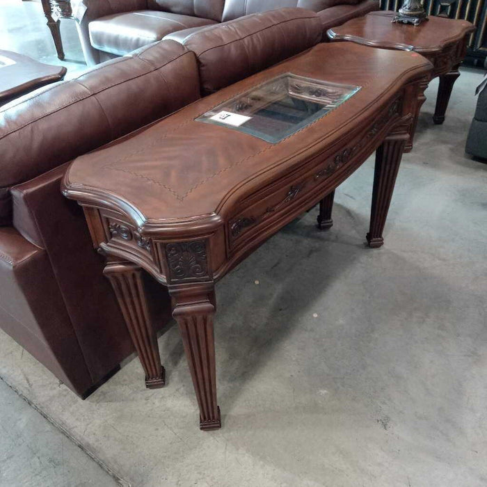 Inlayed Sofa Tbl w/ Glass Insert