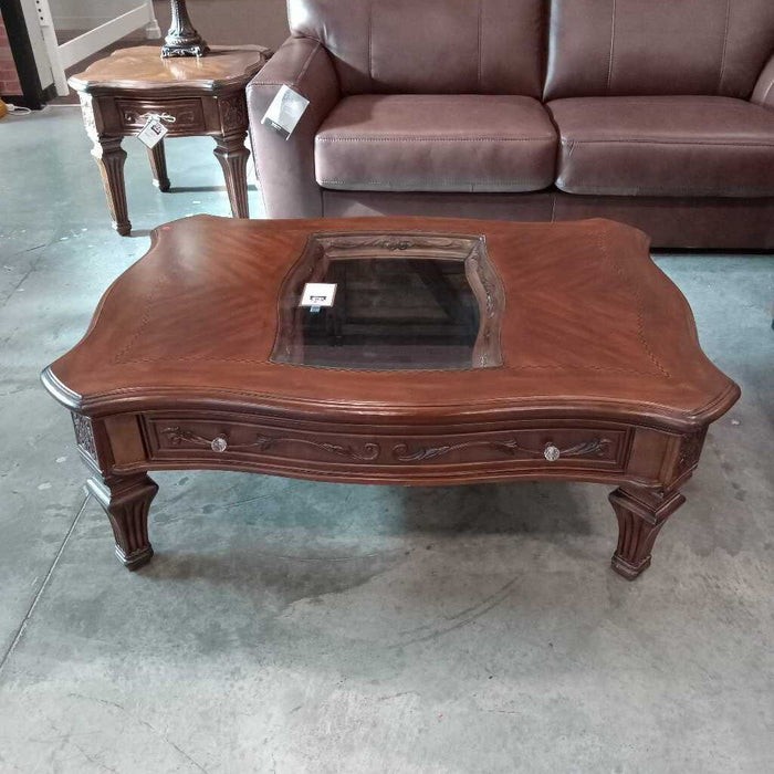 Inlayed Coffee Table w/ Glass Insert