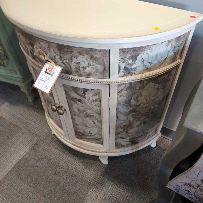 Curved White FLoral Cabinet