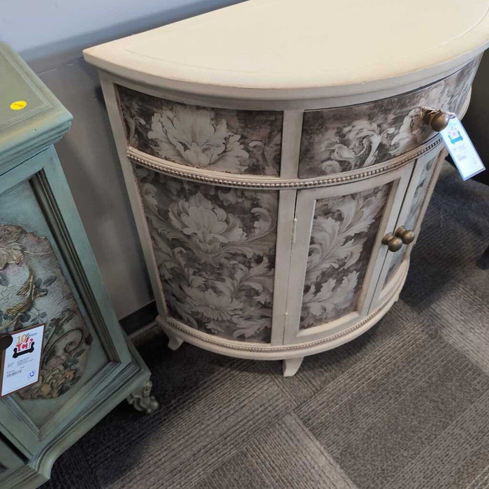 Curved White FLoral Cabinet