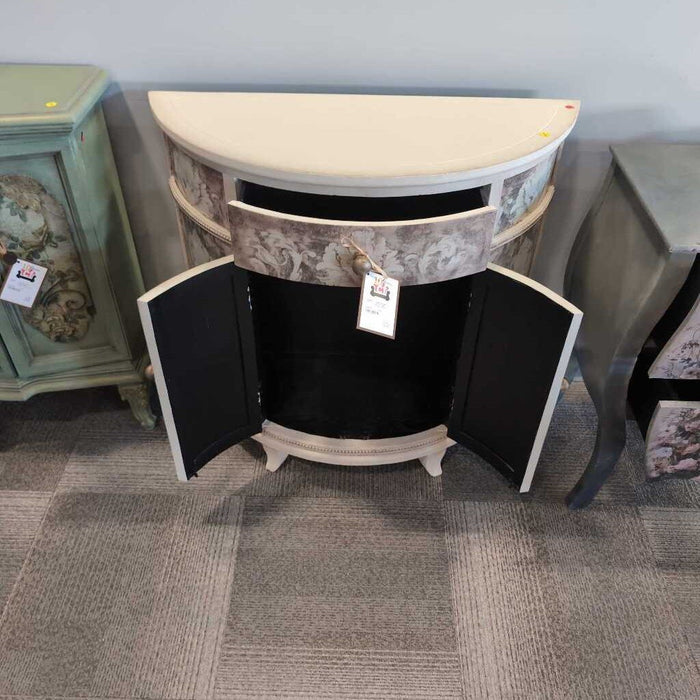 Curved White FLoral Cabinet