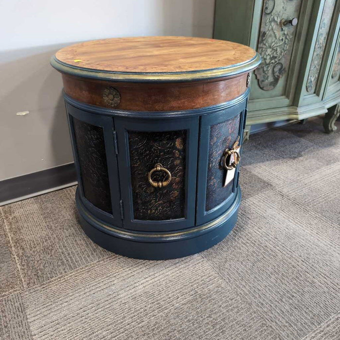Round Blue End Table