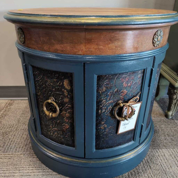 Round Blue End Table