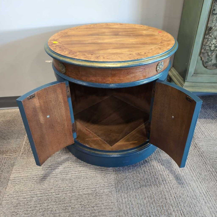 Round Blue End Table