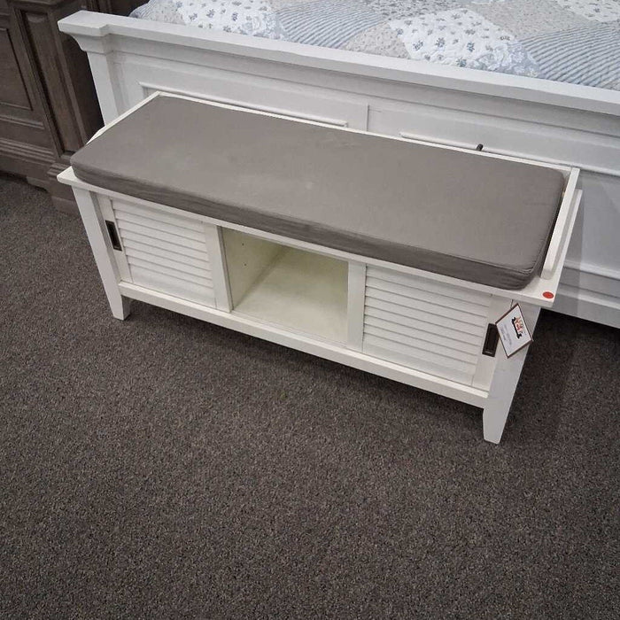 White Storage Bench w/cushion