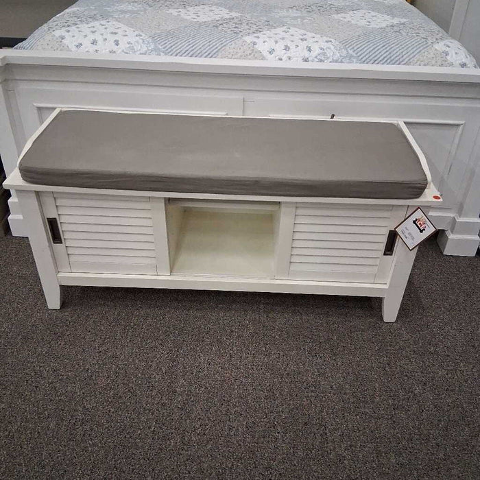 White Storage Bench w/cushion