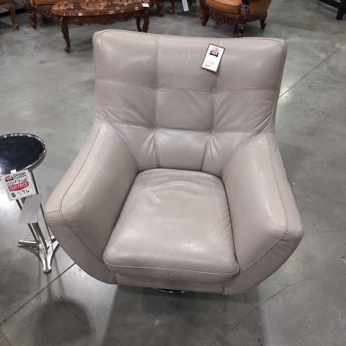 Gray Leather Swivel Chair