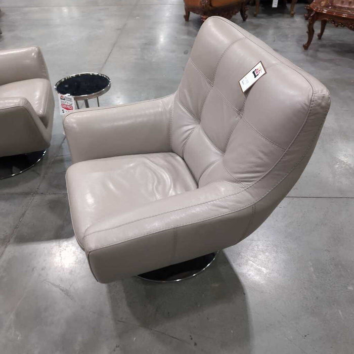 Gray Leather Swivel Chair
