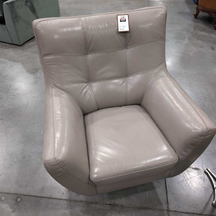Gray Leather Swivel Chair