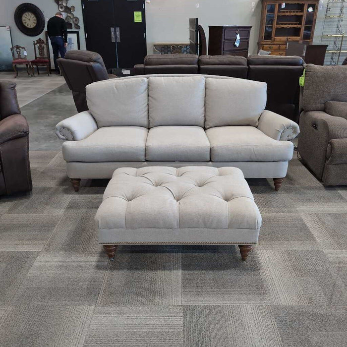 Gray Nailhead Sofa W/ Ottoman