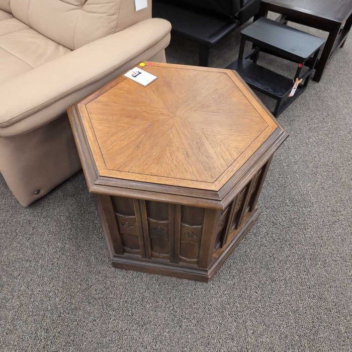 Vintage Hexagon End Table