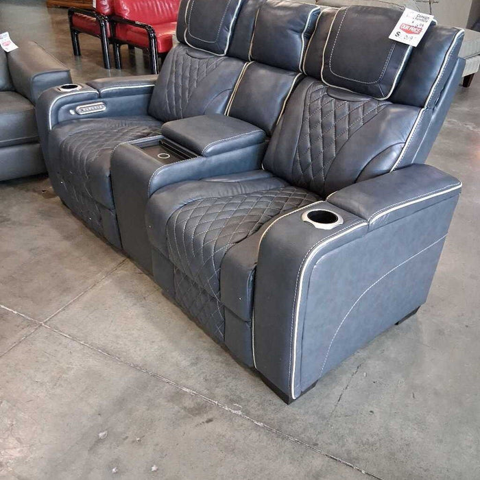 HOB 8449bu-2pwh Blue Rec. Loveseat