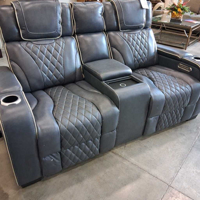 HOB 8449bu-2pwh Blue Rec. Loveseat