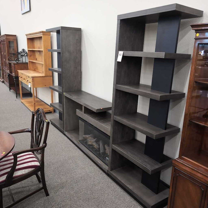 Gray 3pc. Ent. Center w/ Fireplace