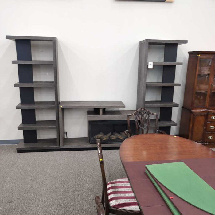 Gray 3pc. Ent. Center w/ Fireplace