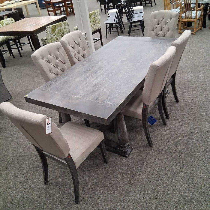 Dk Brown/ Grey Rustic Tbl/ 6 Chairs