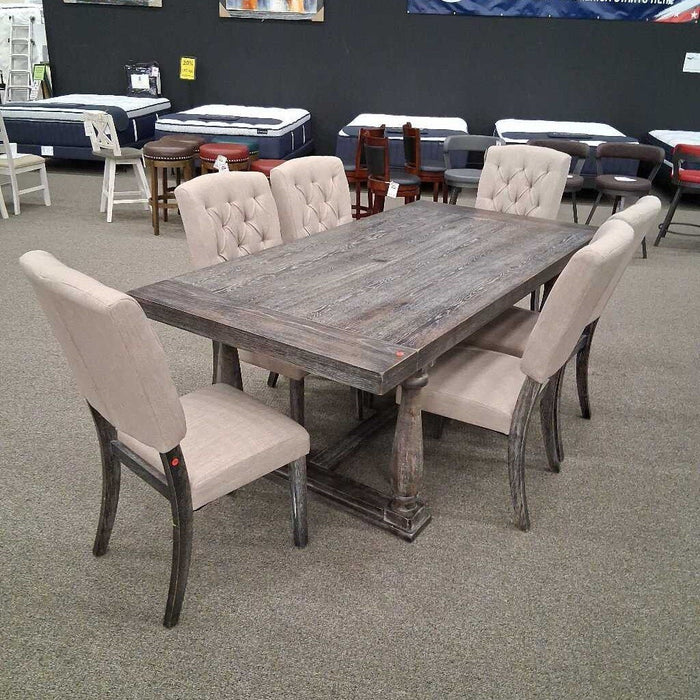 Dk Brown/ Grey Rustic Tbl/ 6 Chairs
