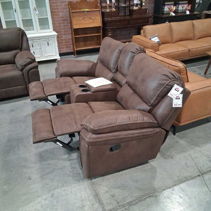 H 8517Brw-2 Rec. Loveseat Brown