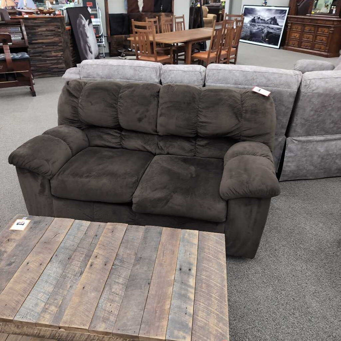 Brown Fabric Loveseat