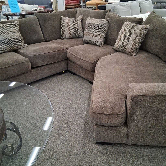 4pc. Brown Fabric Sectional