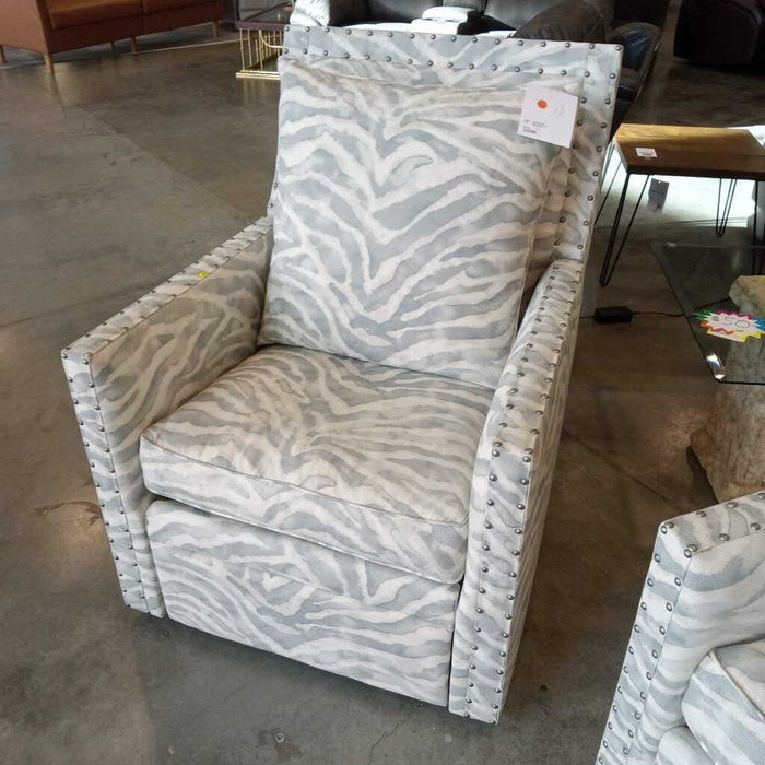 Blue Tiger Striped Swivel Chair