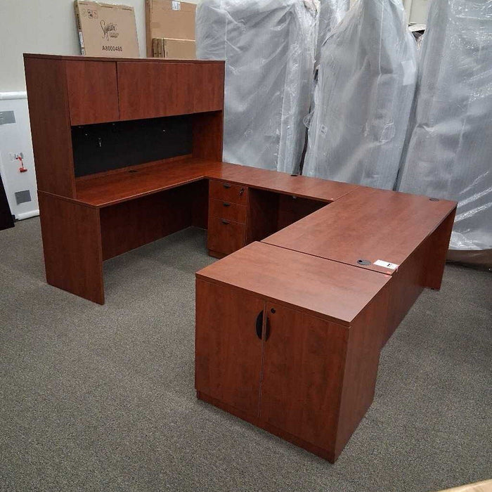 Cherry U-Desk w/ Hutch