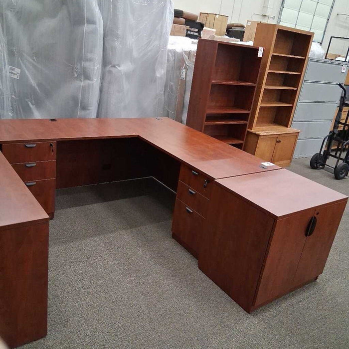 Cherry U-Desk w/ Hutch