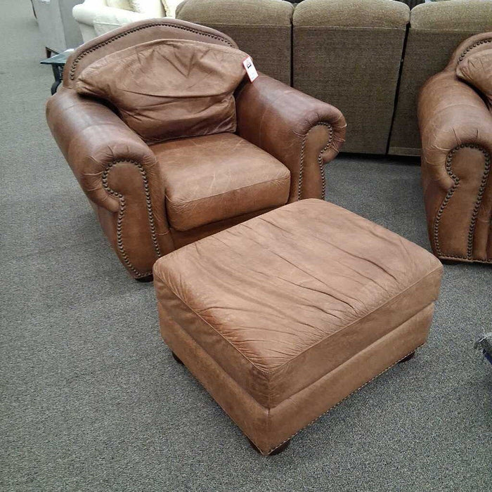 Robinson & Robinson Leather Chair w/ Otto