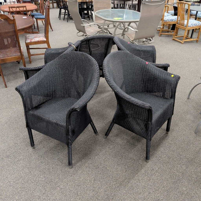 Set of 5 Black Woven Chairs