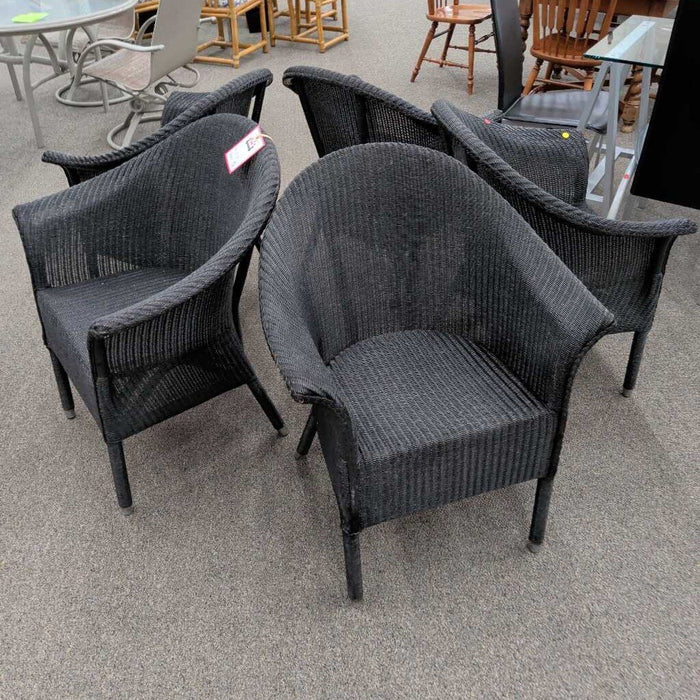 Set of 5 Black Woven Chairs