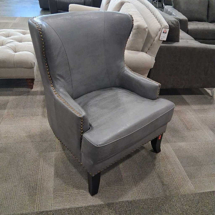Gray Wingback Chair w/ Nailheads