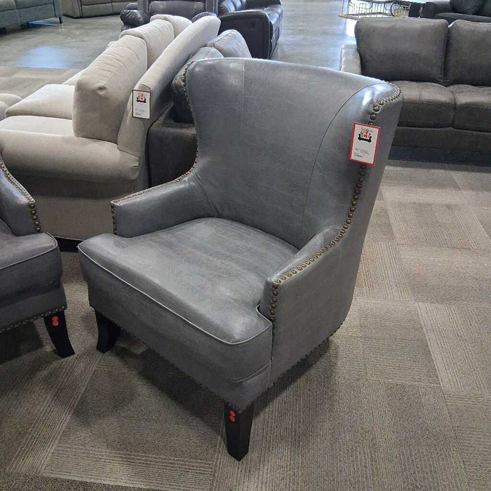 Gray Wingback Chair w/ Nailheads