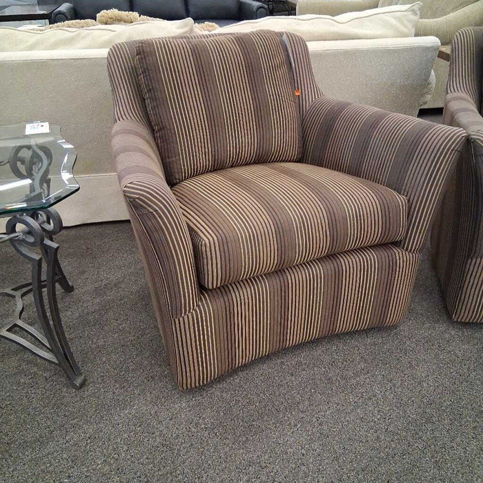 Jessica Charles Brown Striped Swivel Chair