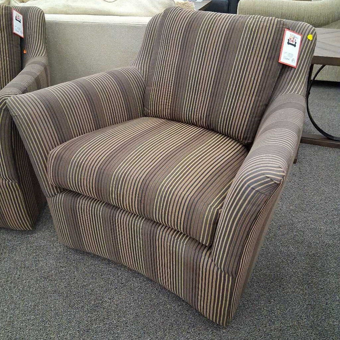 Jessica Charles Brown Striped Swivel Chair