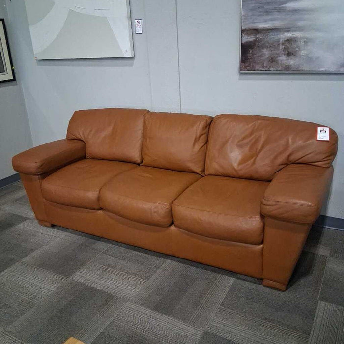 "Prescott" Tan Leather Sofa